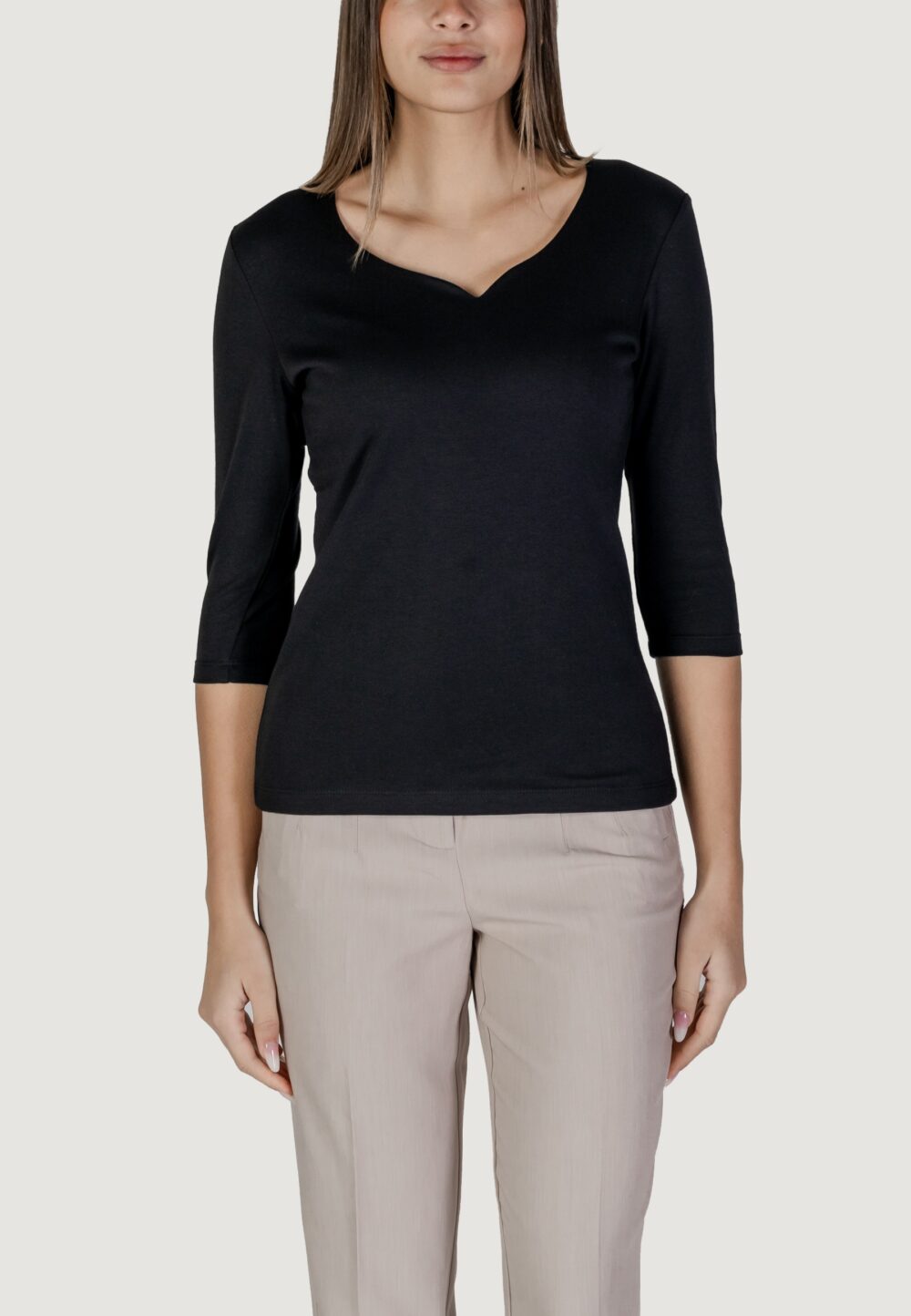 T-shirt Street One heart neck ada 3/ Nero - Foto 3