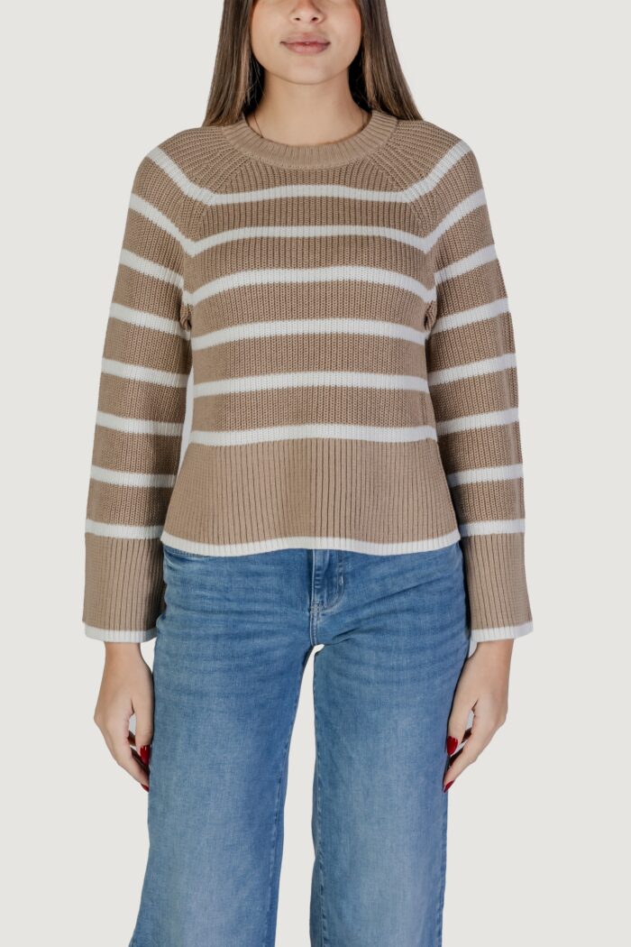 Maglia Vila Clothes vicasia l/s striped short knit top/pb Beige