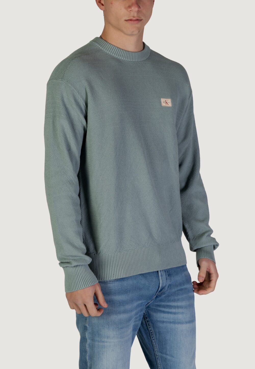 Maglione Calvin Klein Jeans casual texture Verde - Foto 3