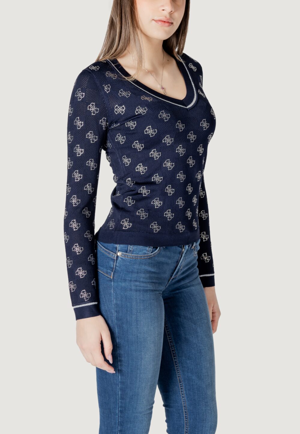 Maglione Guess rosie 4g vn ls Blue scuro - Foto 4