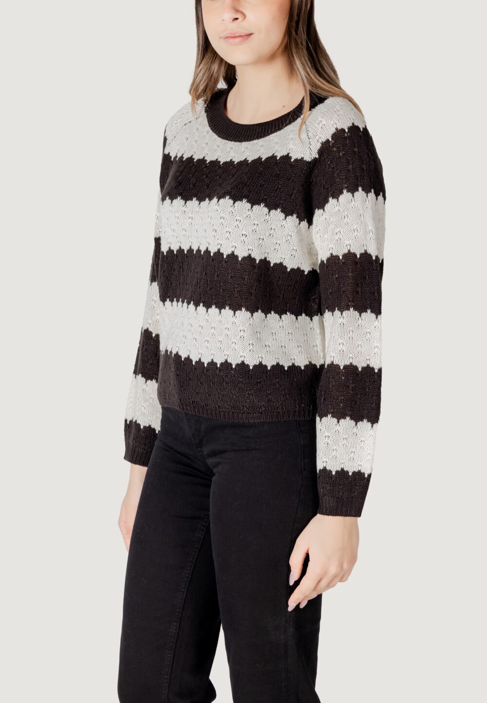 Maglione Jacqueline de Yong jdysun minna l/s Black-White - Foto 2