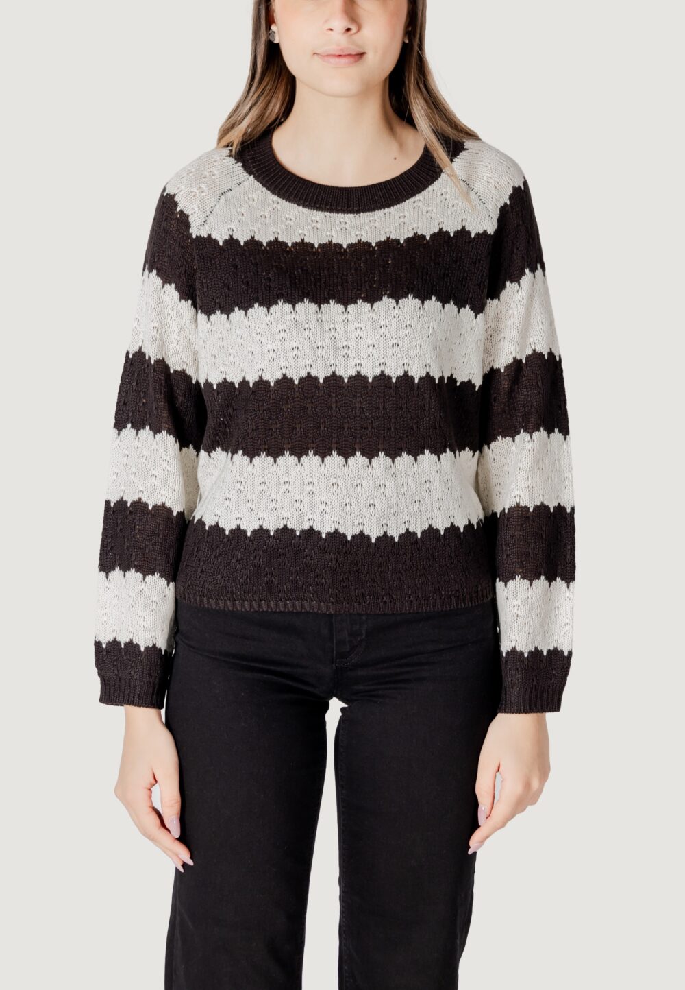 Maglione Jacqueline de Yong jdysun minna l/s Black-White - Foto 5