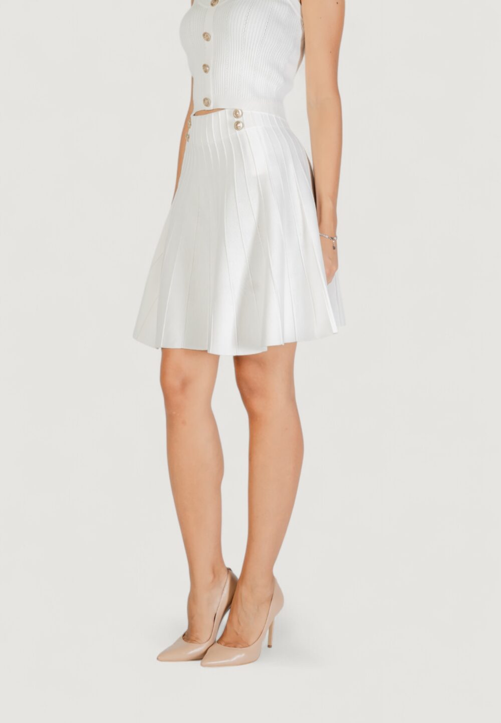 Minigonna Guess emmie swtr skirt Panna - Foto 3