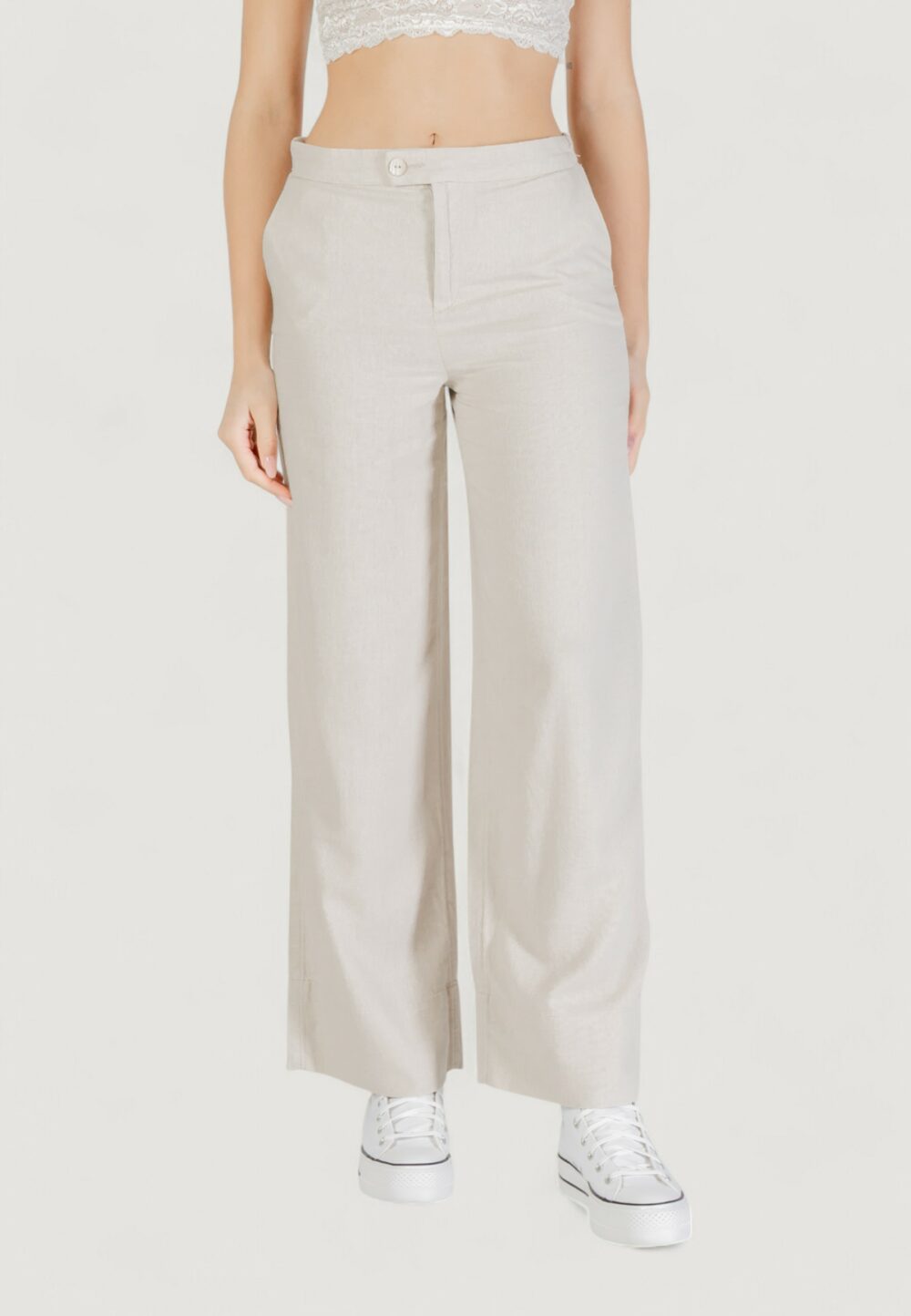 Pantaloni a palazzo Only onlcaro hw linen bl wide pant cc pnt Beige chiaro - Foto 1