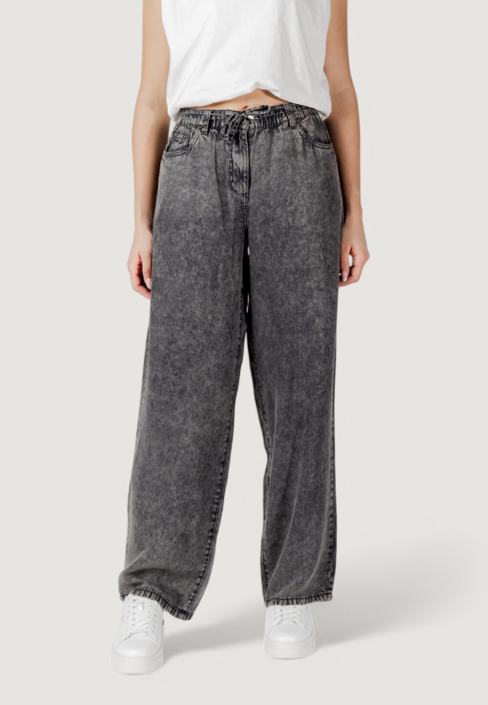 Pantaloni a palazzo Only onlkenya life acid wash pants cc otw Nero - Foto 1