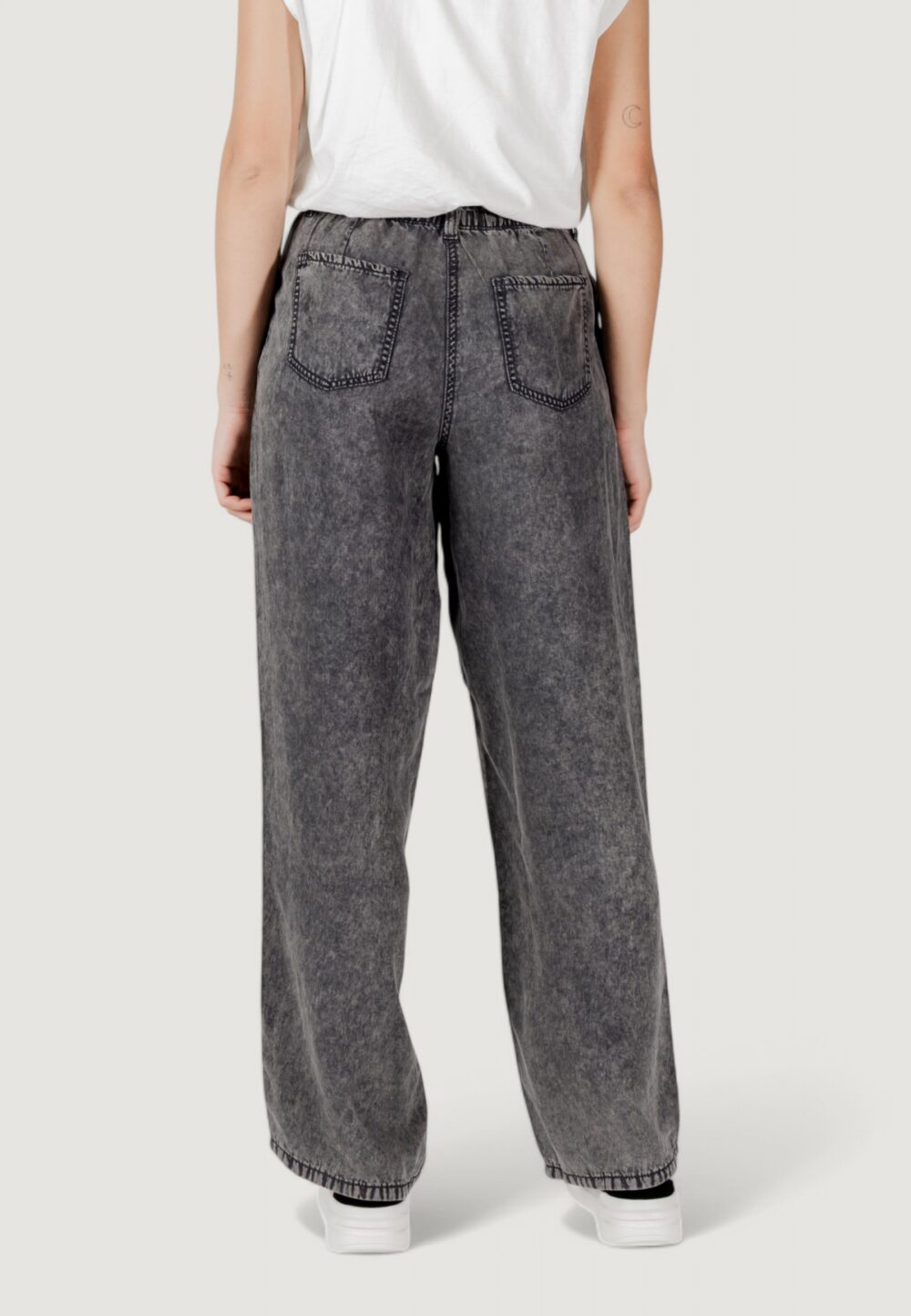Pantaloni a palazzo Only onlkenya life acid wash pants cc otw Nero - Foto 4