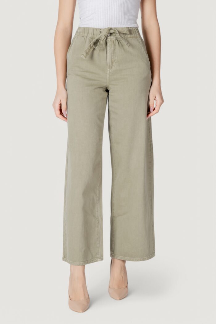 Pantaloni a palazzo Only onlsilla mw belt wide pant pnt VERDE SALVIA