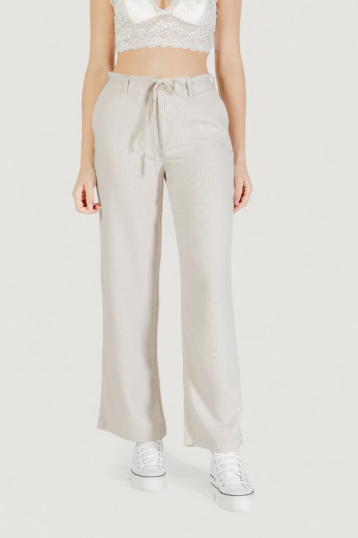 Pantaloni a sigaretta Only onlcaro mw linen bl str belt pant cc tlr Avorio