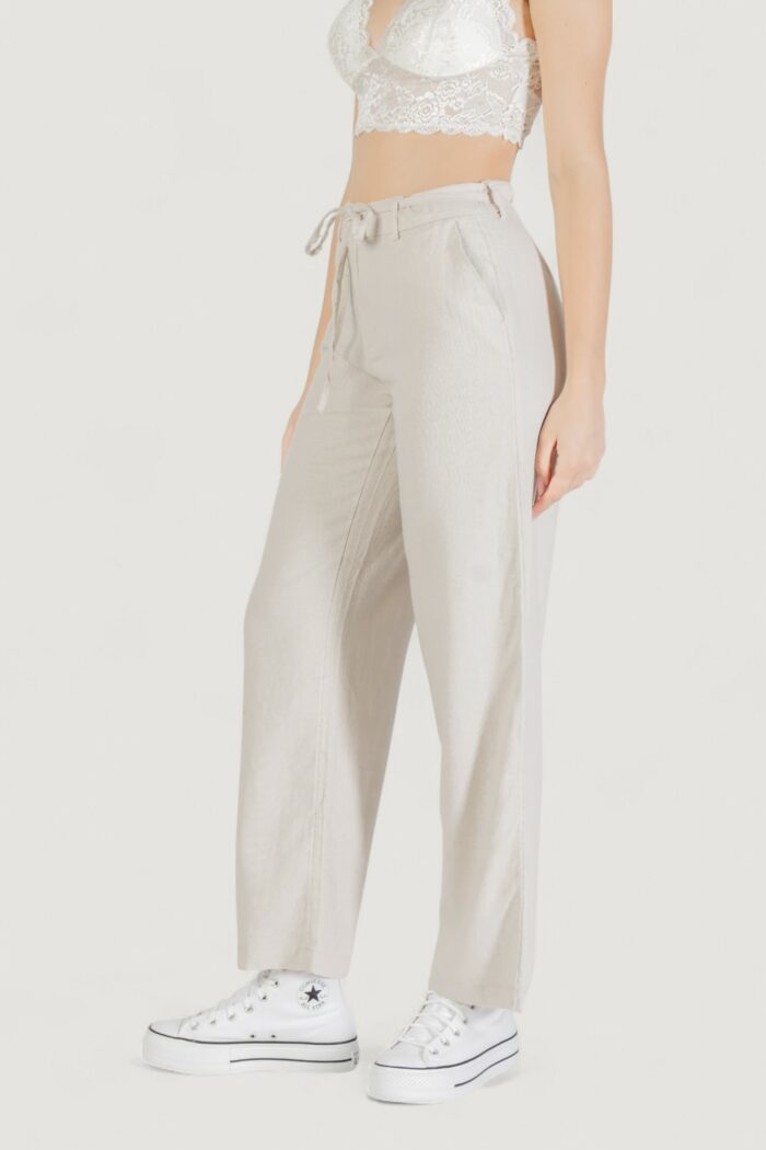 Pantaloni a sigaretta Only onlcaro mw linen bl str belt pant cc tlr Avorio