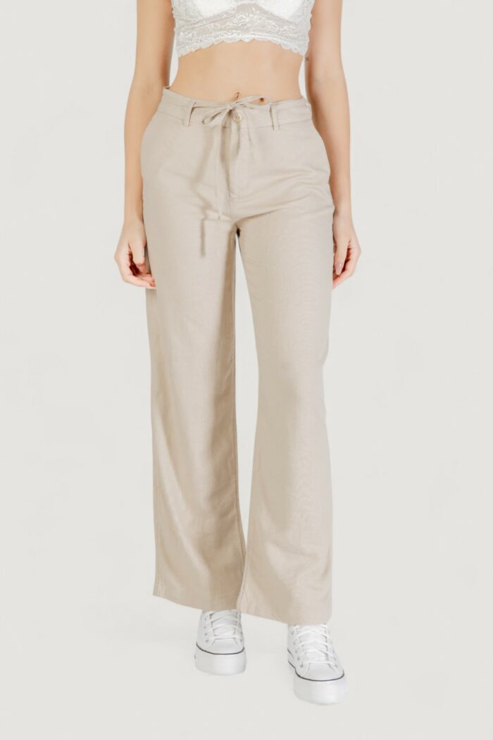 Pantaloni a sigaretta Only onlcaro mw linen bl str belt pant cc tlr Beige