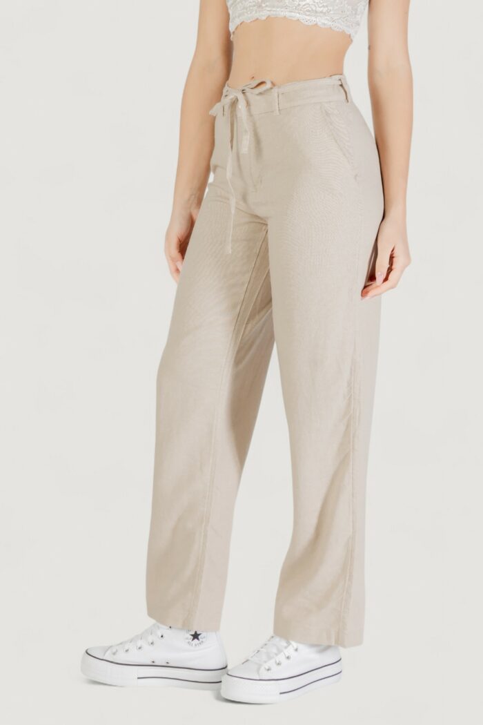 Pantaloni a sigaretta Only onlcaro mw linen bl str belt pant cc tlr Beige