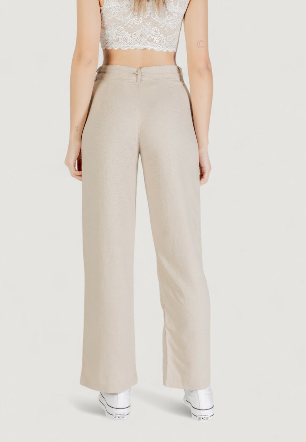 Pantaloni a sigaretta Only onlcaro mw linen bl str belt pant cc tlr Beige - Foto 4