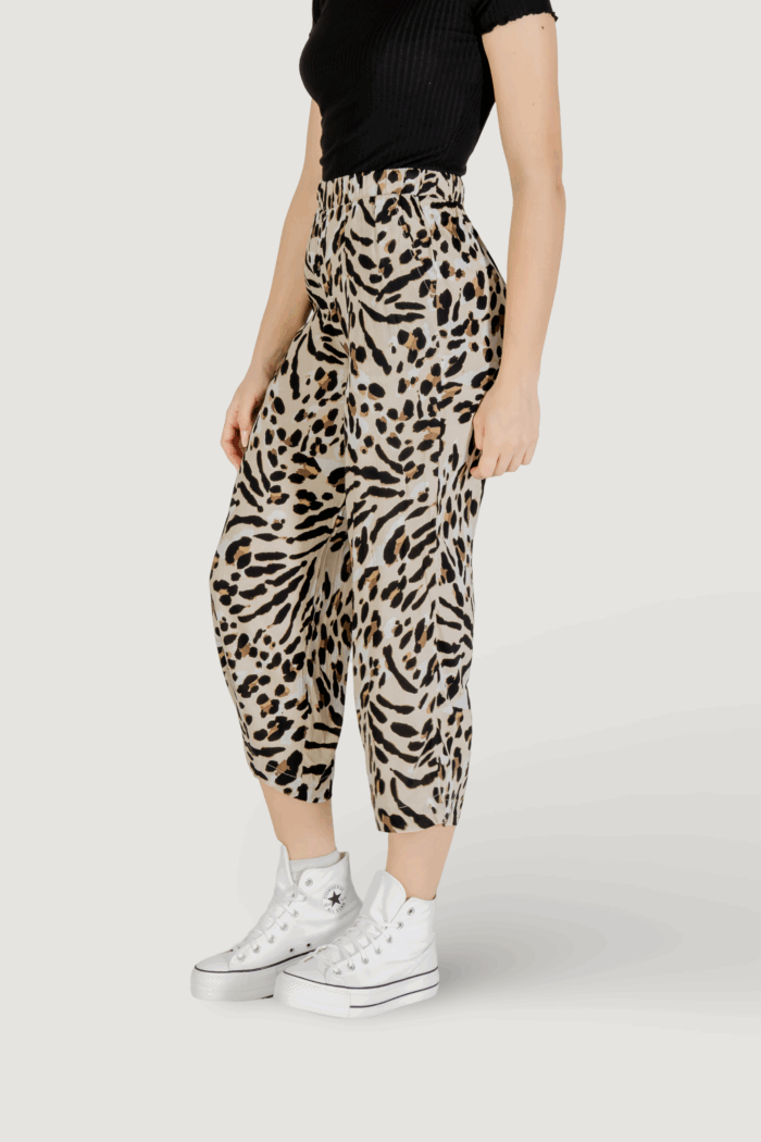 Pantaloni cropped ICHI ihmarrakech aop pa7 Beige
