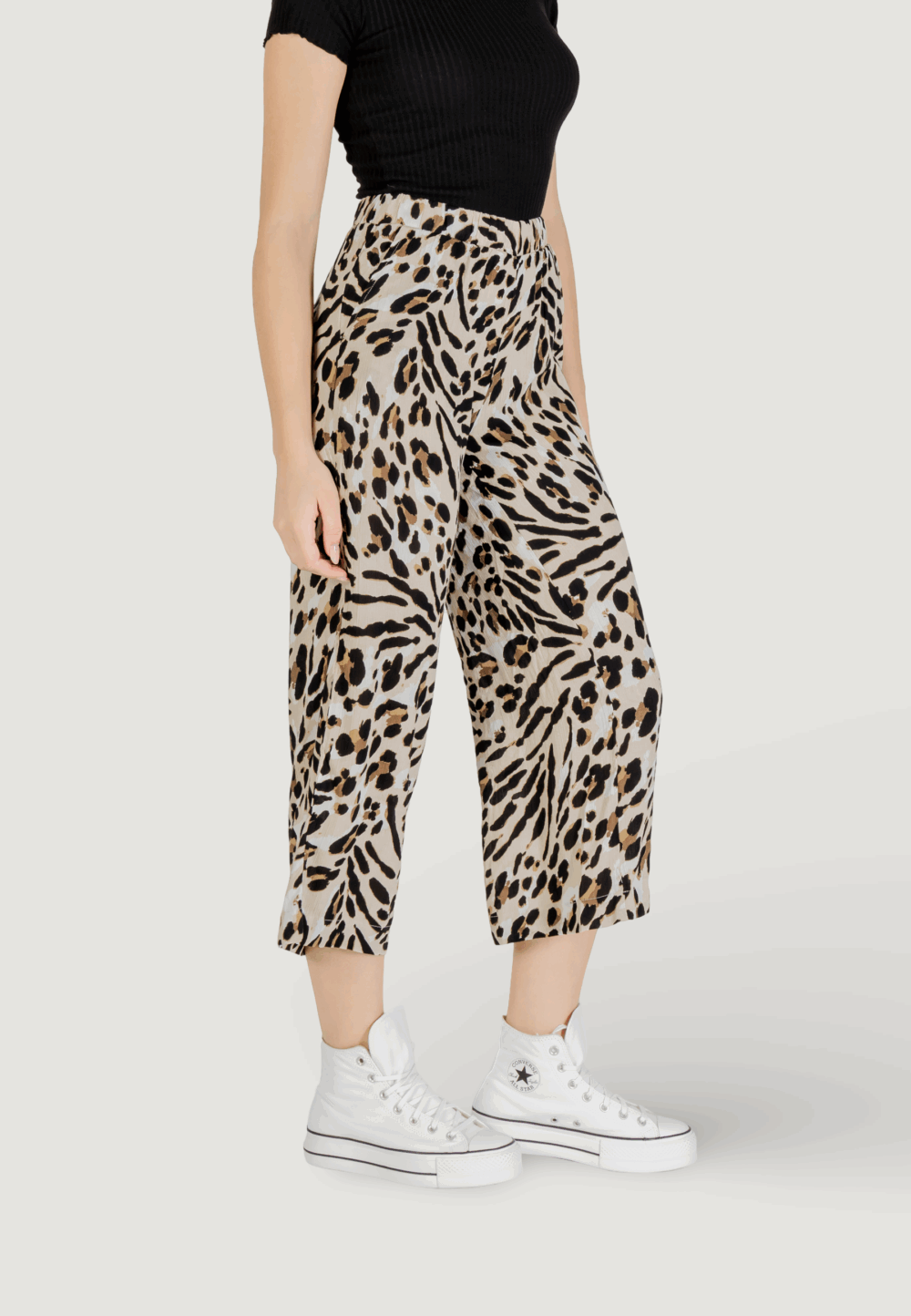 Pantaloni cropped ICHI ihmarrakech aop pa7 Beige - Foto 3