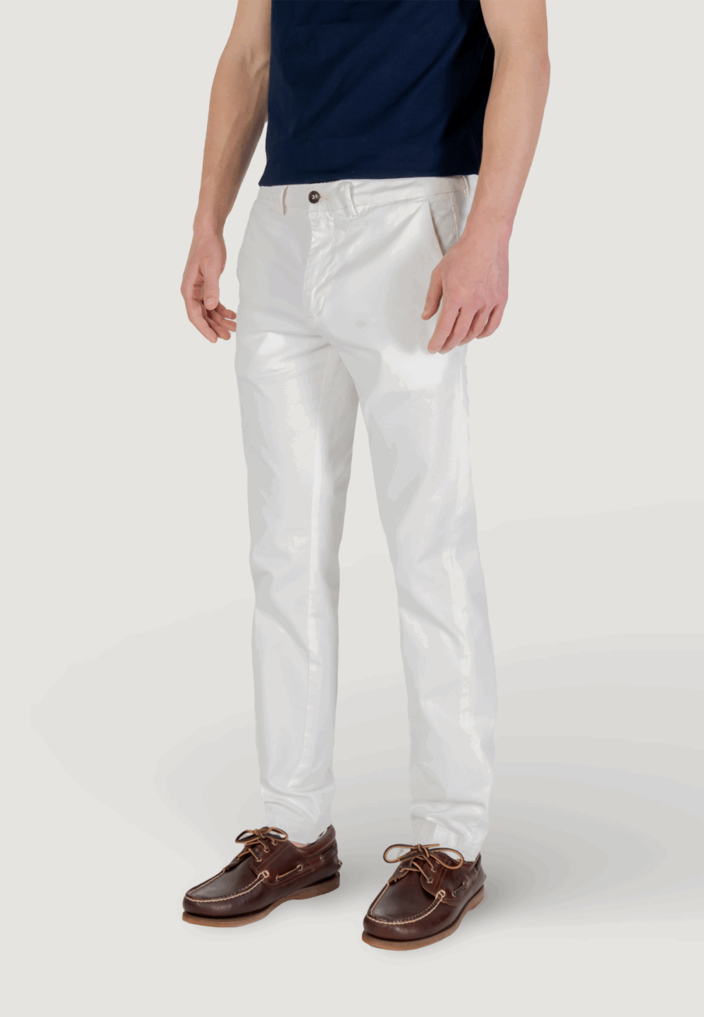 Pantaloni slim Borghese Bianco - Foto 3