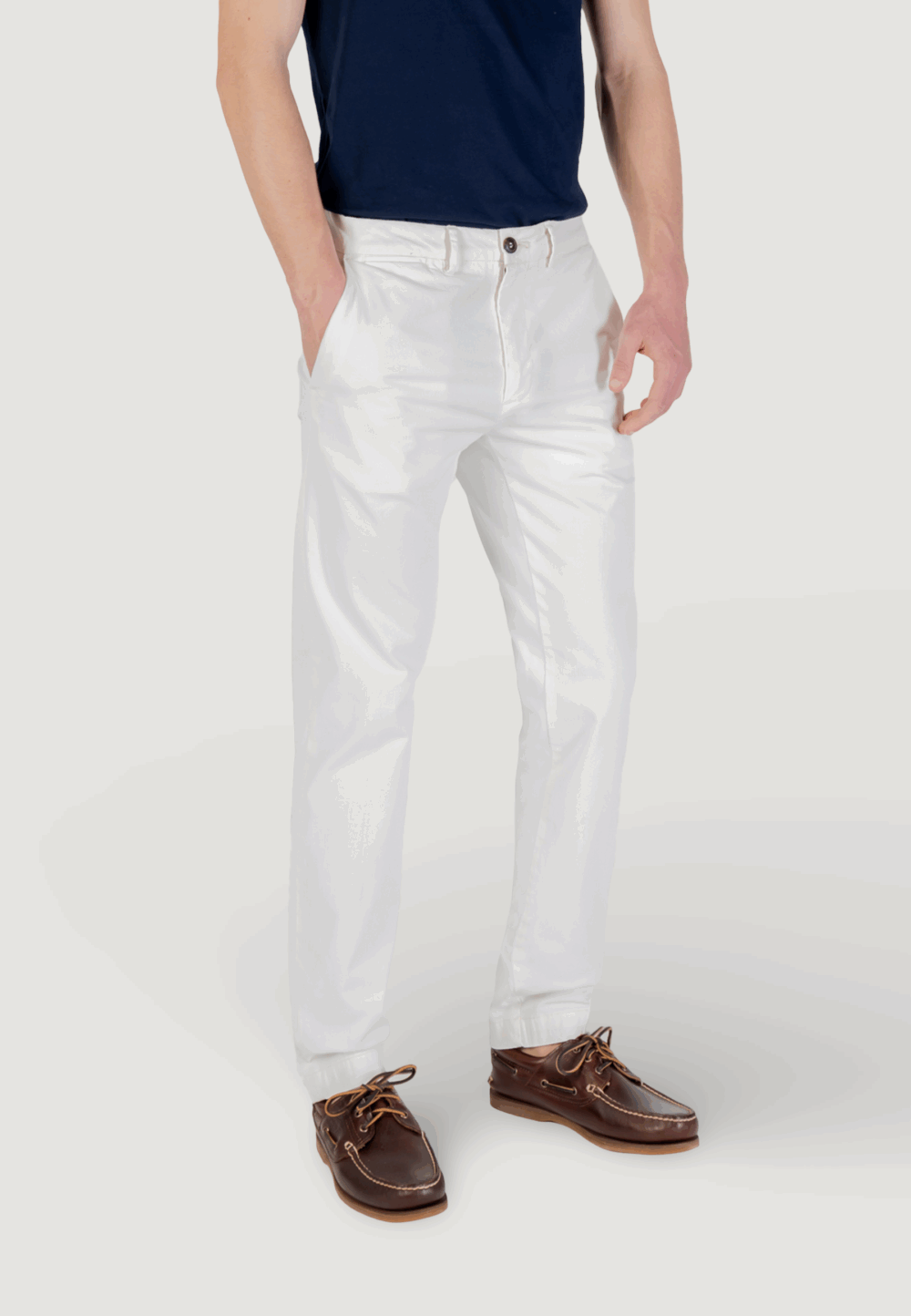 Pantaloni slim Borghese Bianco - Foto 5