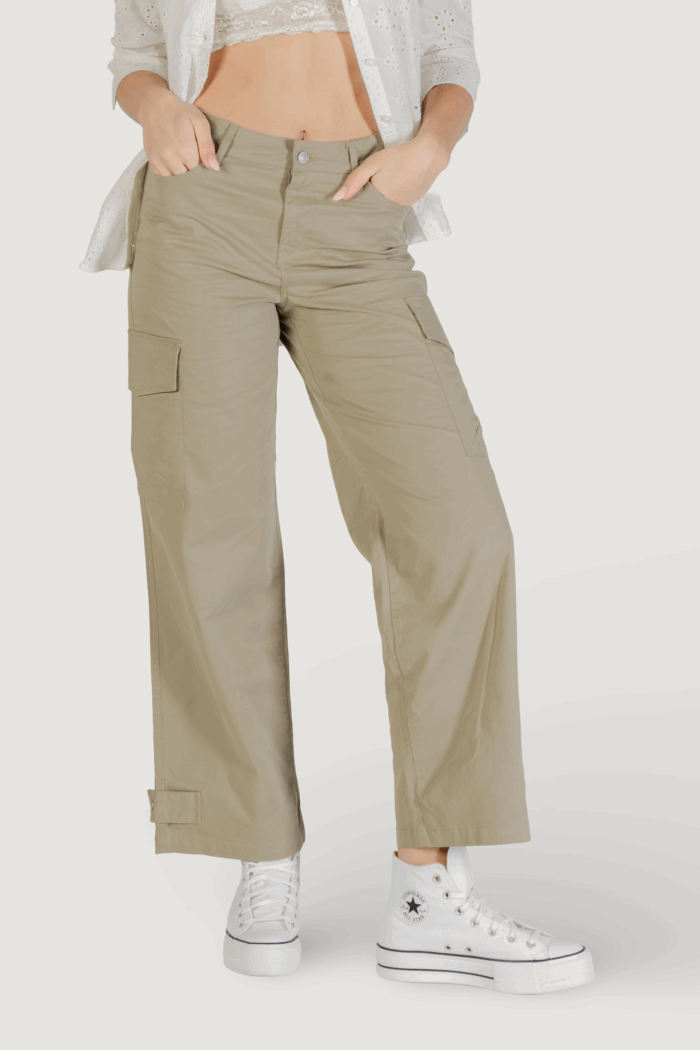 Pantaloni regular Only onlliana mw wide cargo pnt Beige