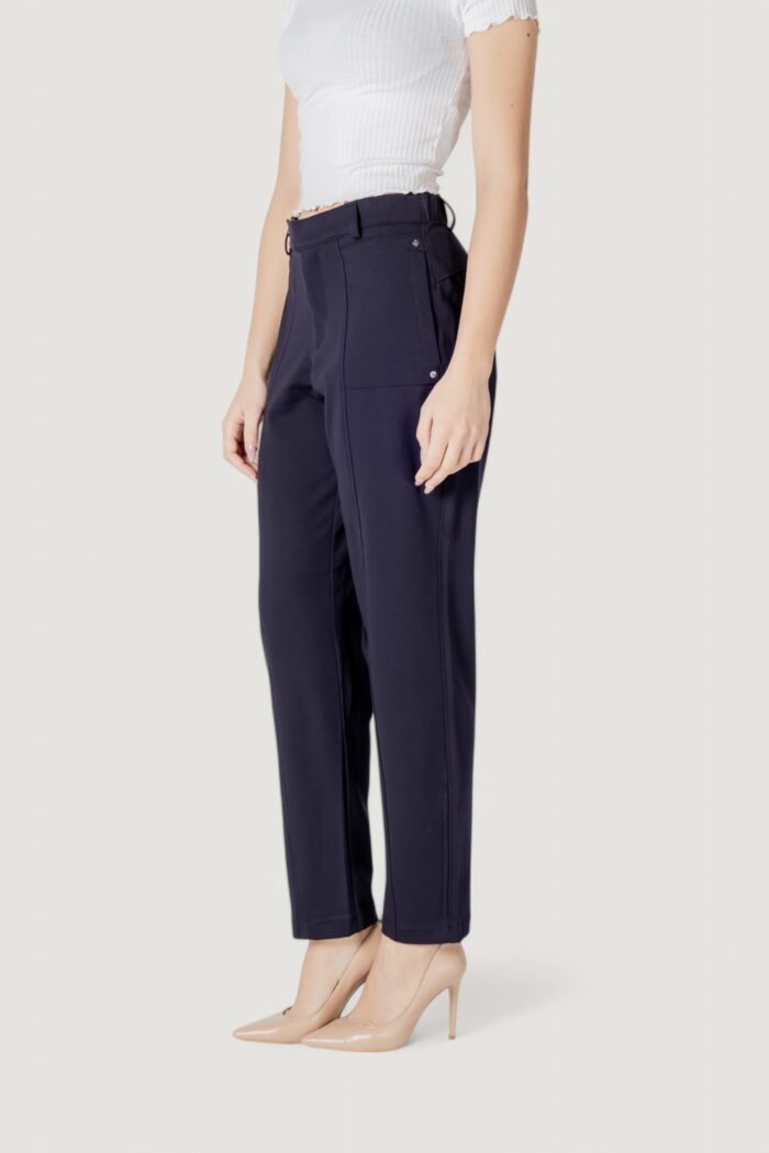 Pantaloni regular Street One tapered leg punto di roma Blue scuro