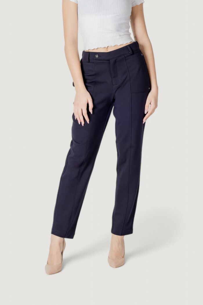 Pantaloni regular Street One tapered leg punto di roma Blue scuro