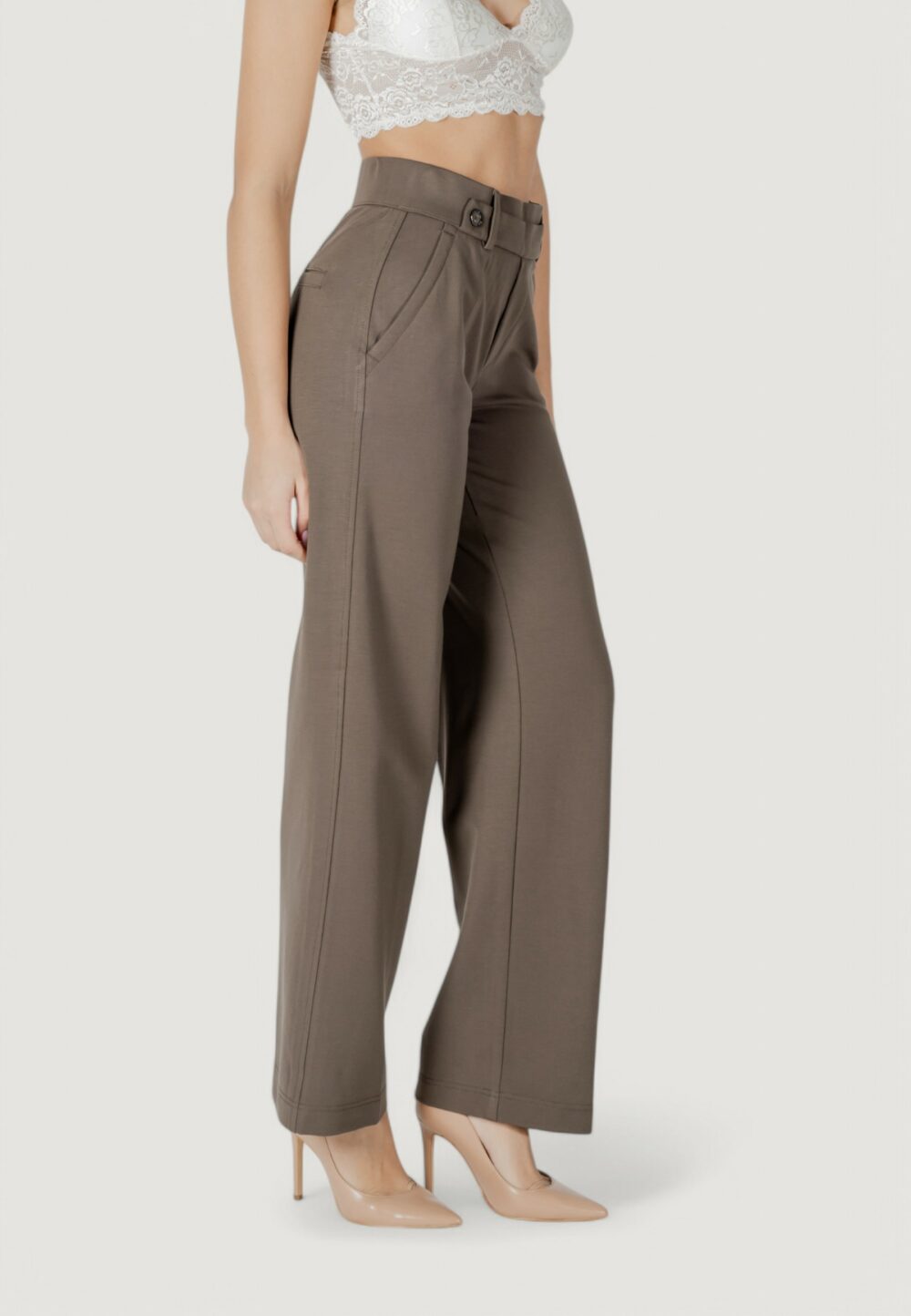 Pantaloni regular Street One straight leg l32 hw belt butto Terra - Fango - Foto 3