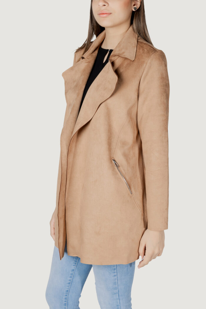 Trench Street One open velours trenchcoat Beige