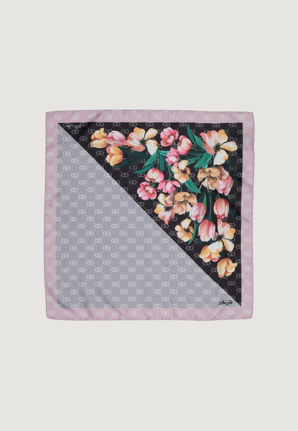 Pashmina Liu-Jo foulard flower corner 50x Nero - Foto 1