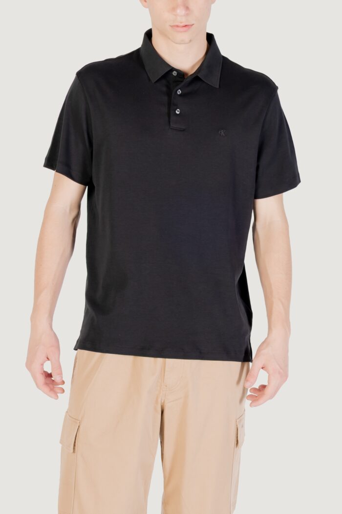 Polo manica corta Calvin Klein ss supima chest emb Nero