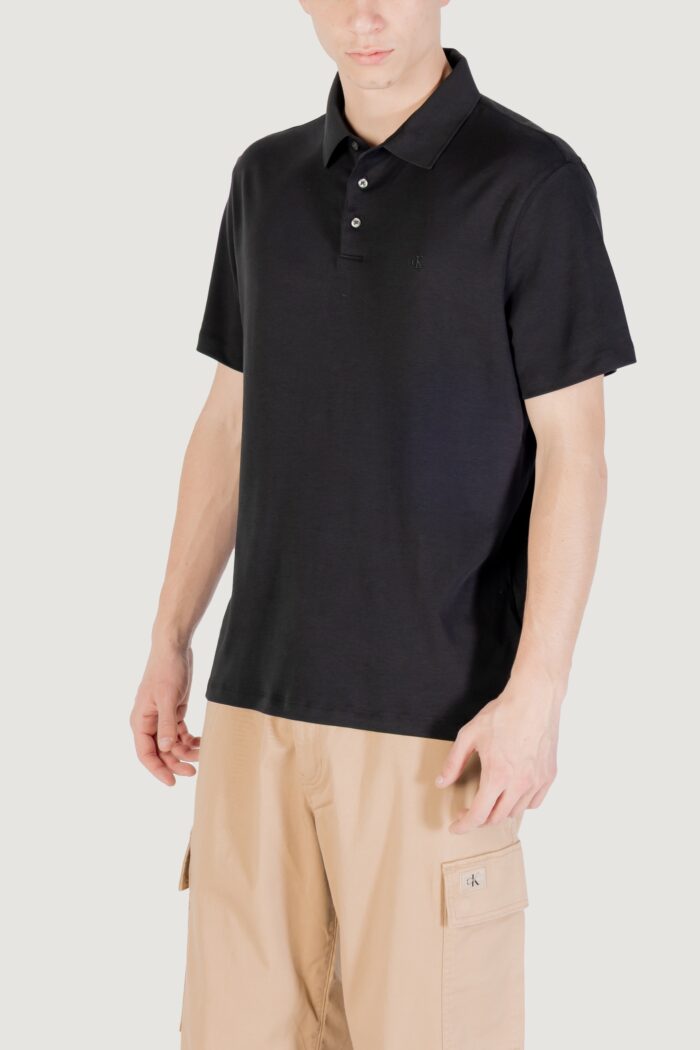 Polo manica corta Calvin Klein ss supima chest emb Nero