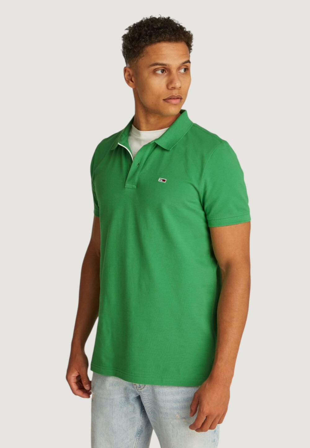 Polo manica corta Tommy Hilfiger Jeans tjm placket Verde - Foto 1