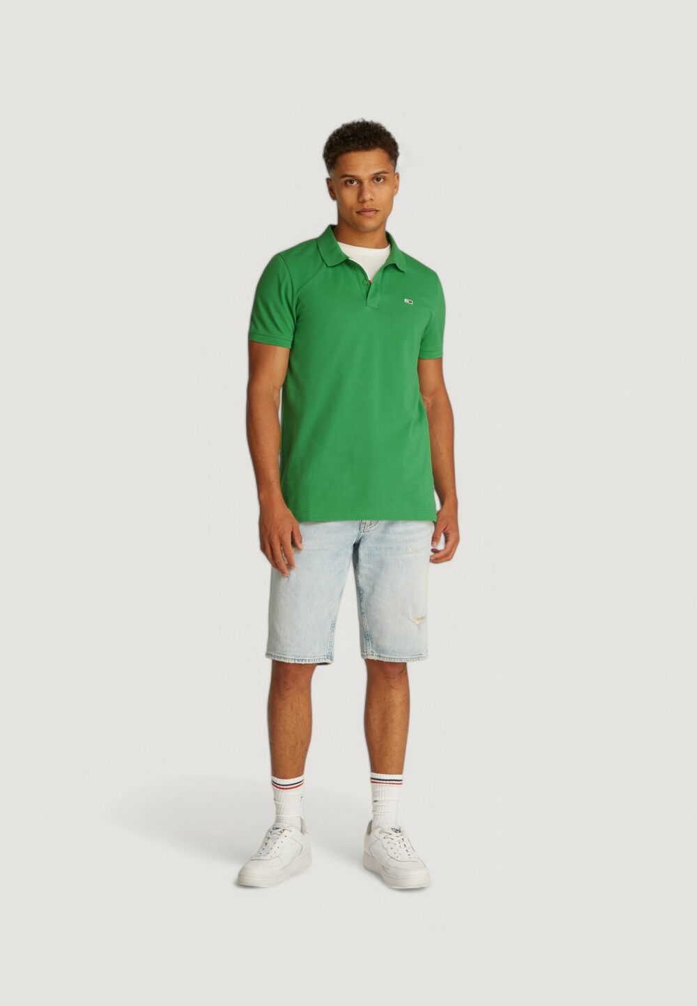 Polo manica corta Tommy Hilfiger Jeans tjm placket Verde - Foto 5