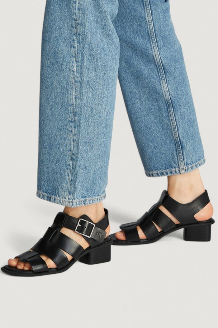 Sandali Calvin Klein Jeans heel square mg buckle Nero