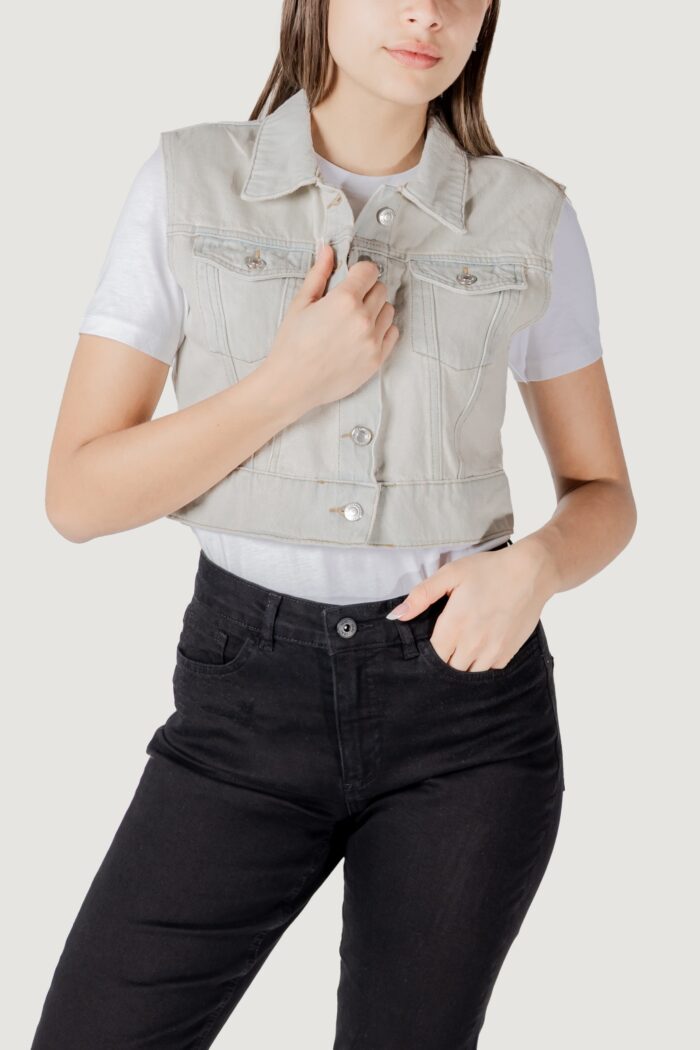 Smanicato Only onlbeverly vest tint bleach dnm red tai Denim chiaro