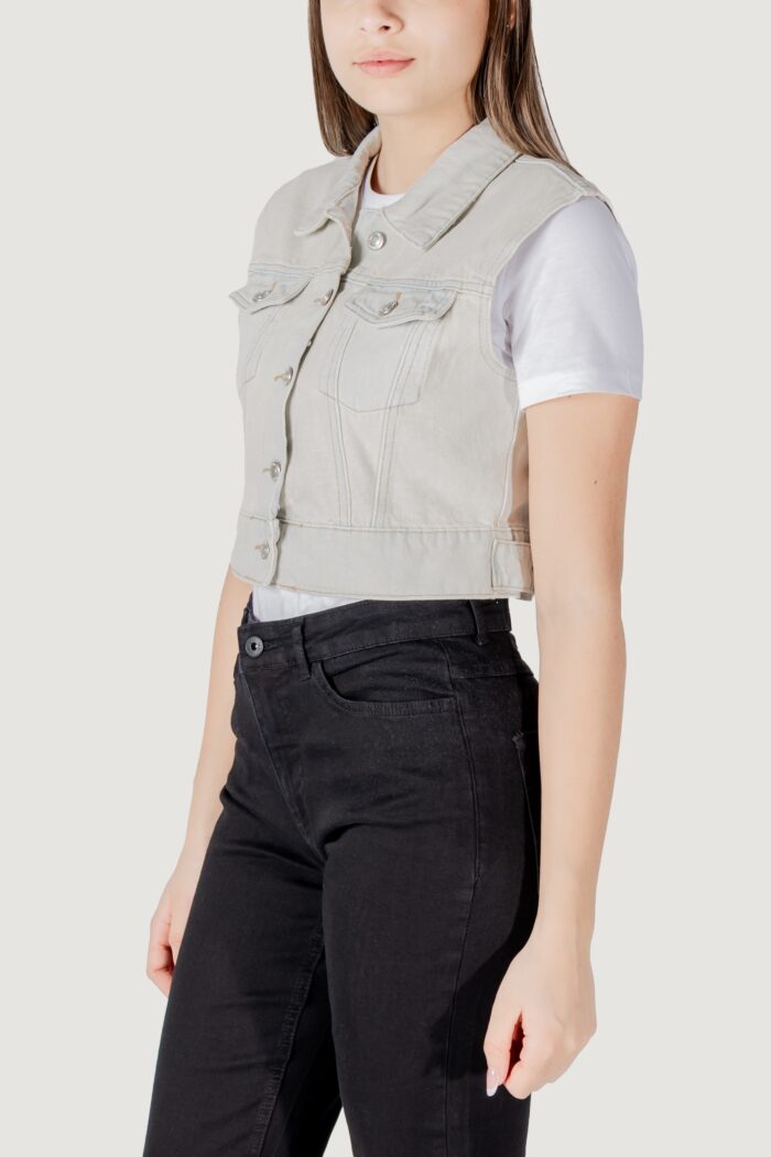 Smanicato Only onlbeverly vest tint bleach dnm red tai Denim chiaro