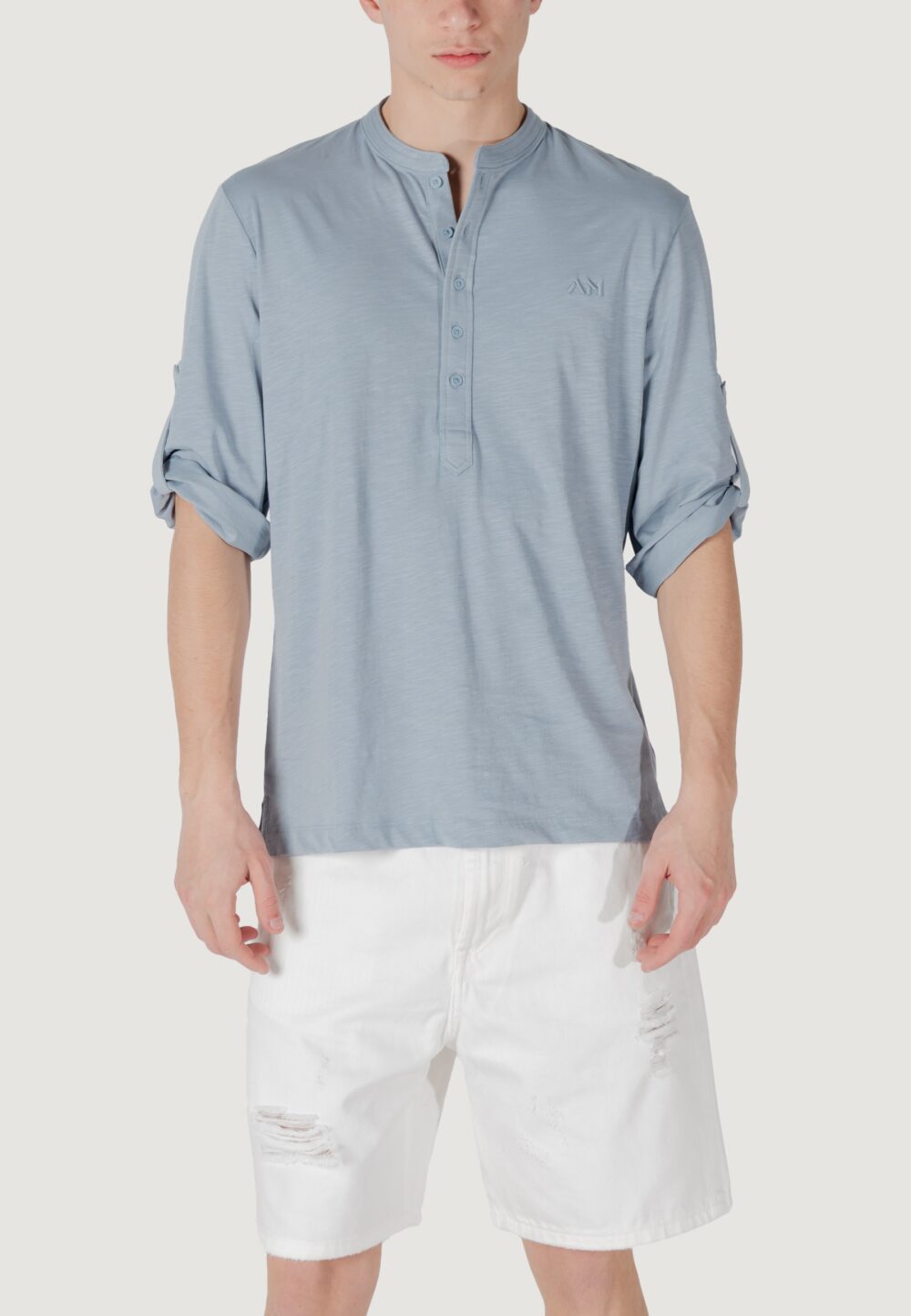 T-shirt Antony Morato regular fit with embroidered logo Azzurro - Foto 3