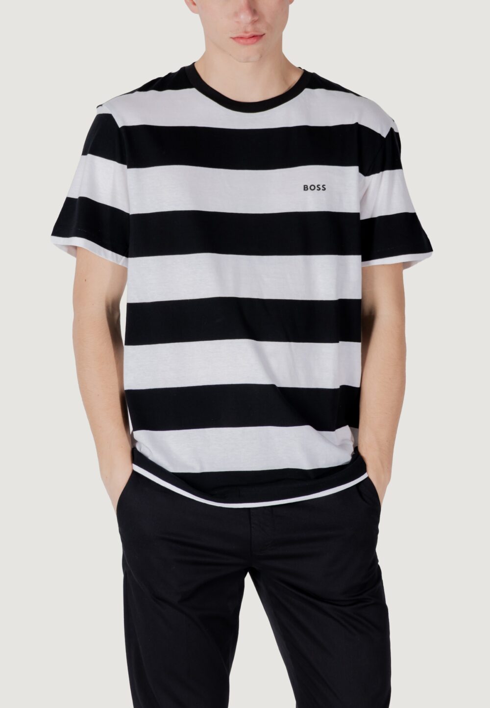 T-shirt Boss talesstripe 10252438 01 Nero - Foto 1