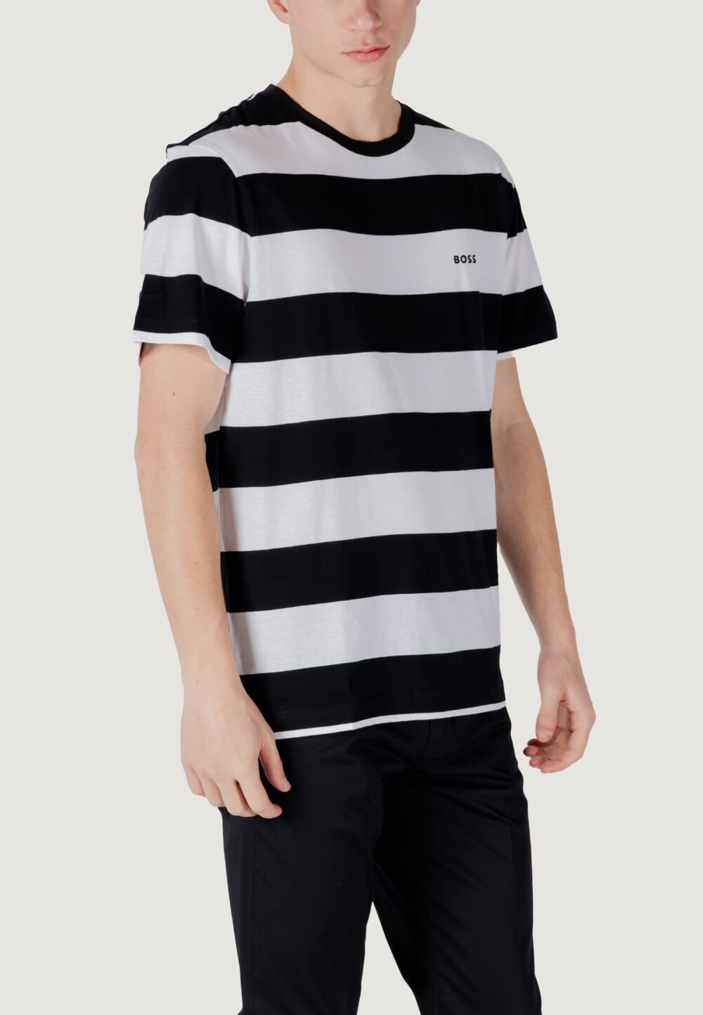 T-shirt Boss talesstripe 10252438 01 Nero - Foto 3
