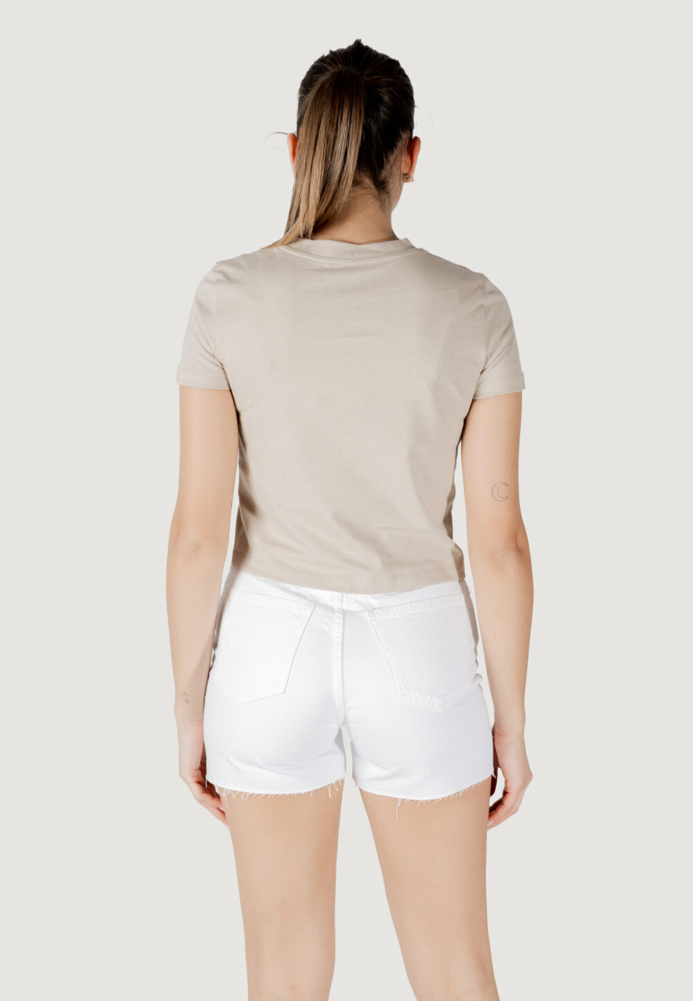 T-shirt Calvin Klein Jeans placed institutional Beige chiaro - Foto 4