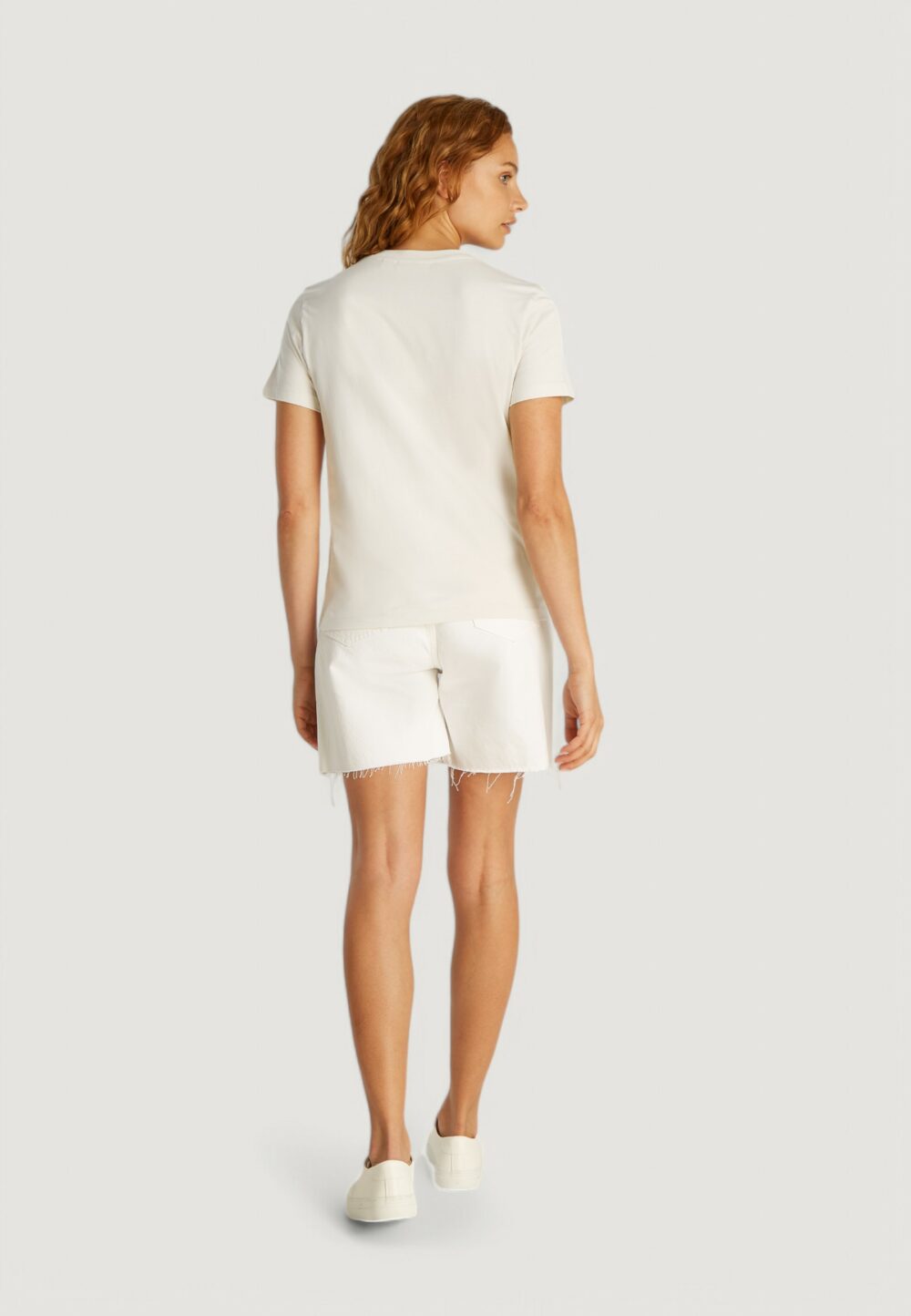 T-shirt Calvin Klein Jeans woven label regular Beige chiaro - Foto 3