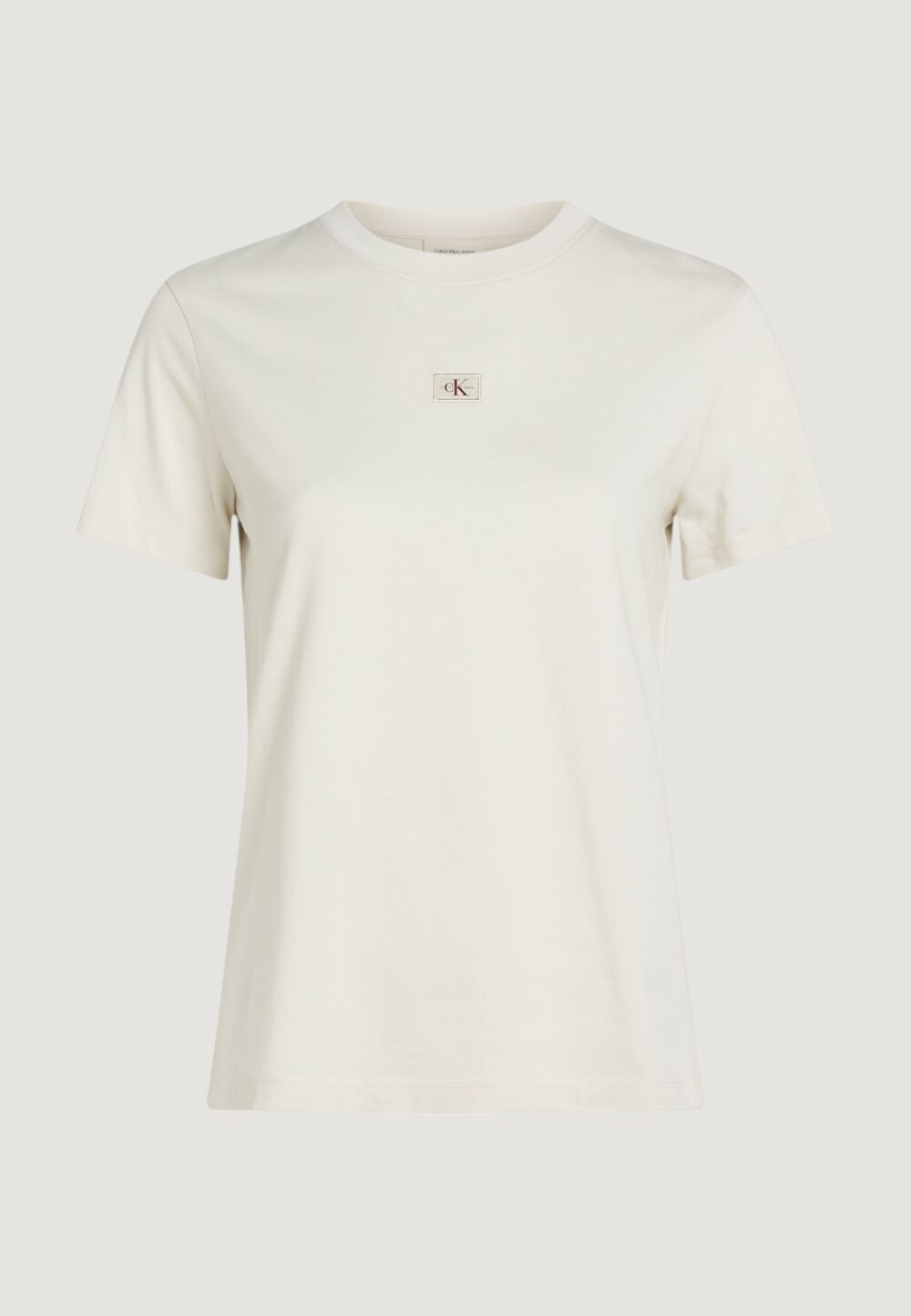 T-shirt Calvin Klein Jeans woven label regular Beige chiaro - Foto 4