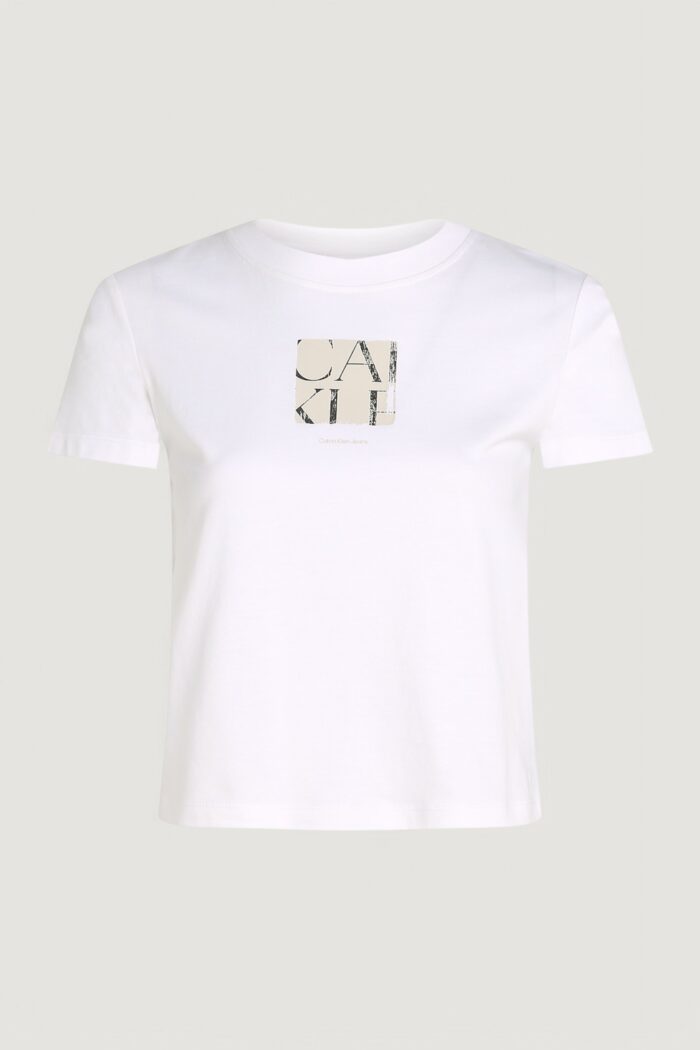 T-shirt Calvin Klein Jeans front photo graphic Bianco