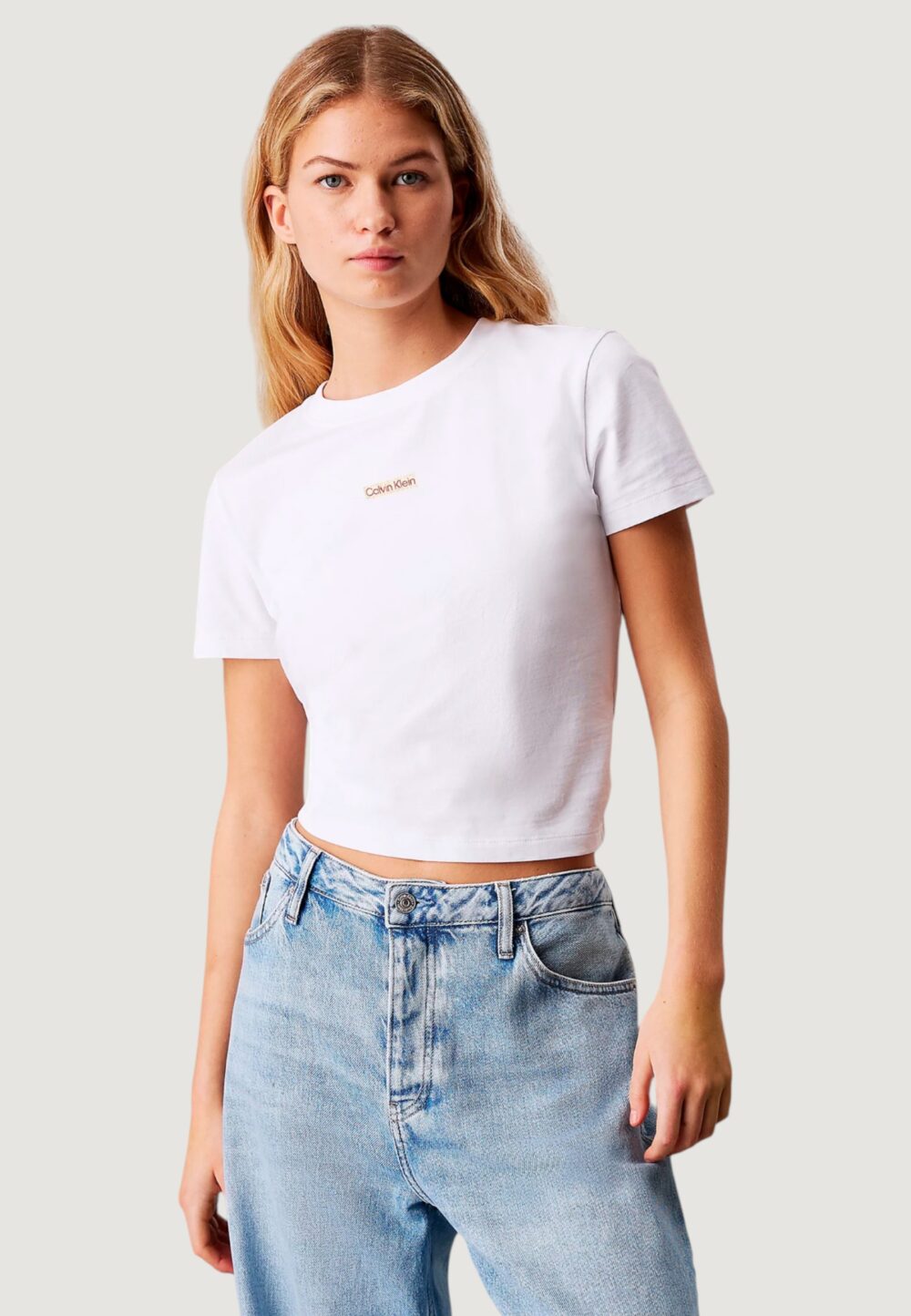 T-shirt Calvin Klein Jeans placed institutional Bianco - Foto 1