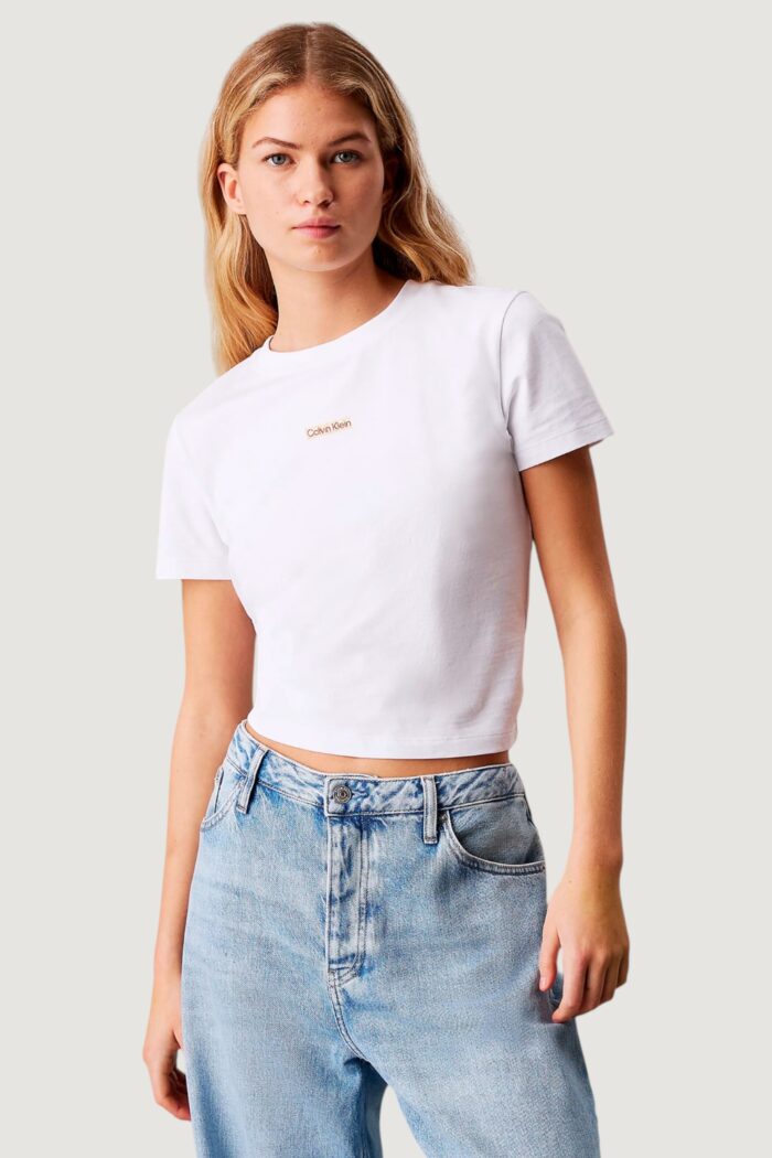 T-shirt Calvin Klein Jeans placed institutional Bianco