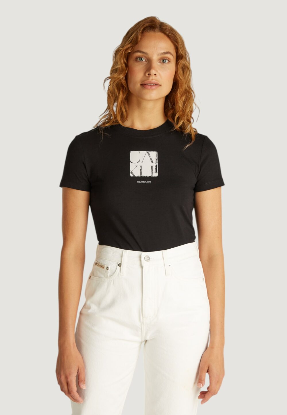 T-shirt Calvin Klein Jeans front photo graphic Nero - Foto 1