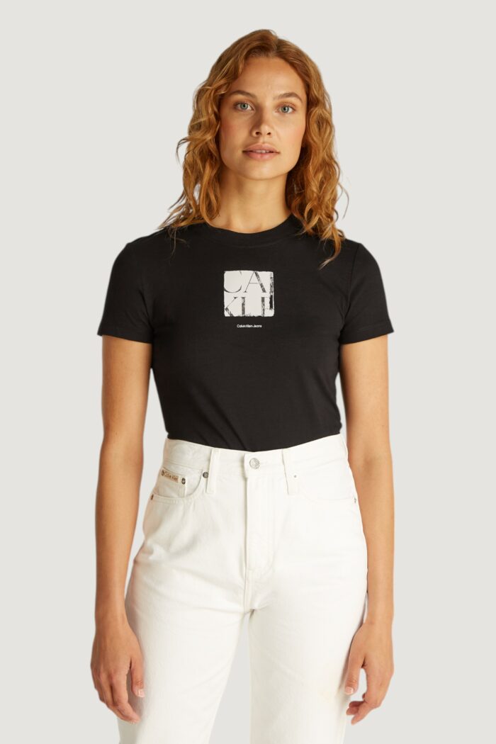 T-shirt Calvin Klein Jeans front photo graphic Nero
