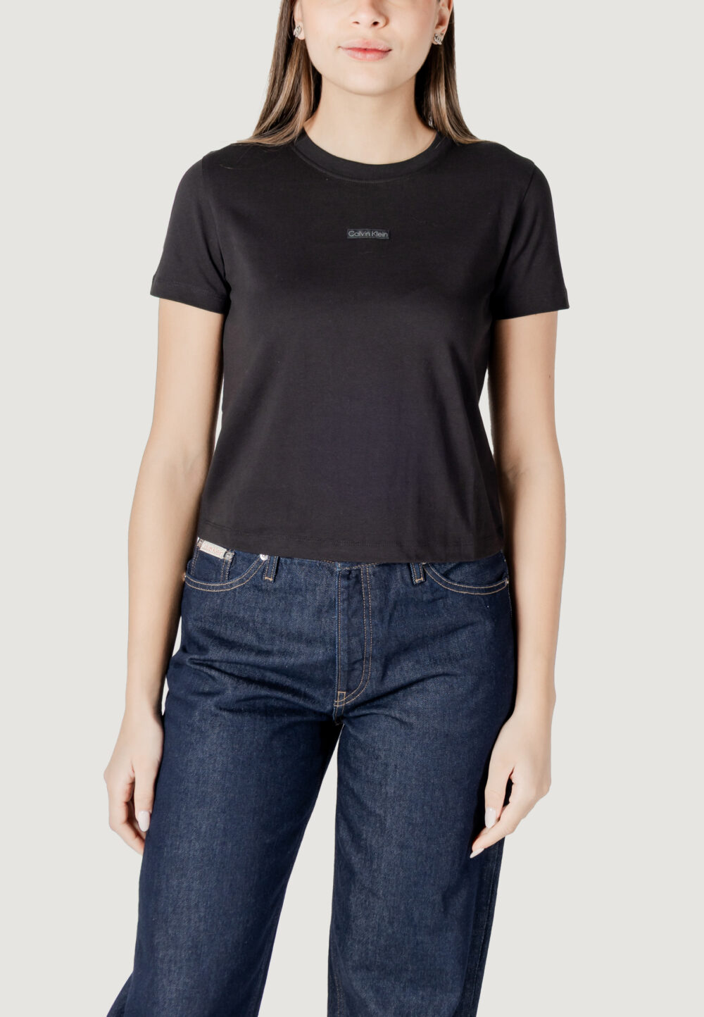 T-shirt Calvin Klein Jeans placed institutional Nero - Foto 1