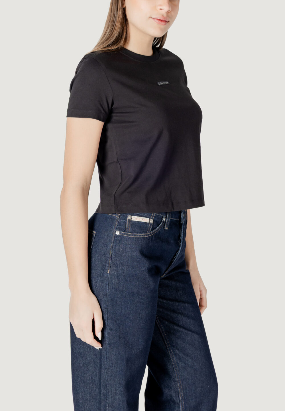 T-shirt Calvin Klein Jeans placed institutional Nero - Foto 3