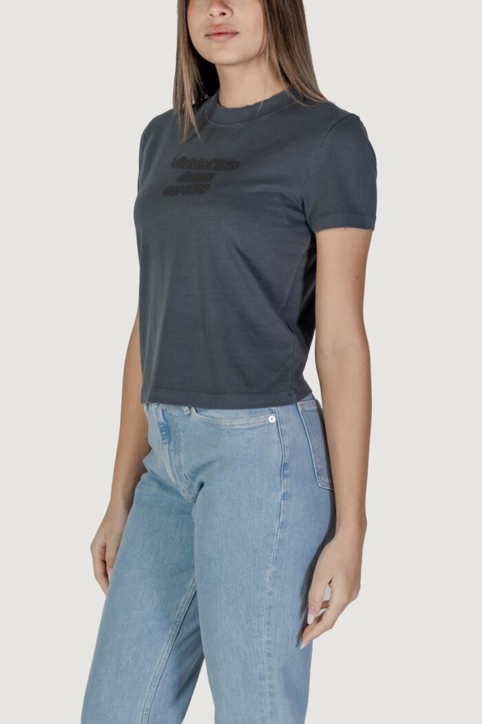 T-shirt Calvin Klein Jeans washed puff print Nero