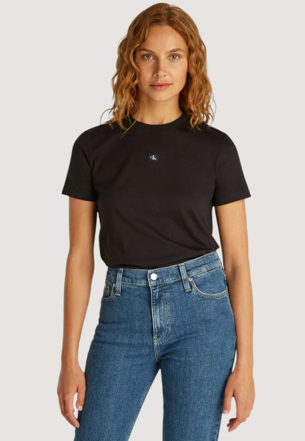 T-shirt Calvin Klein Jeans woven label regular Nero - Foto 1