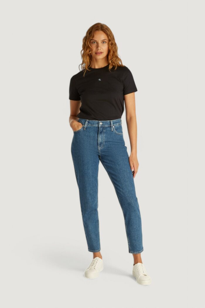 T-shirt Calvin Klein Jeans woven label regular Nero