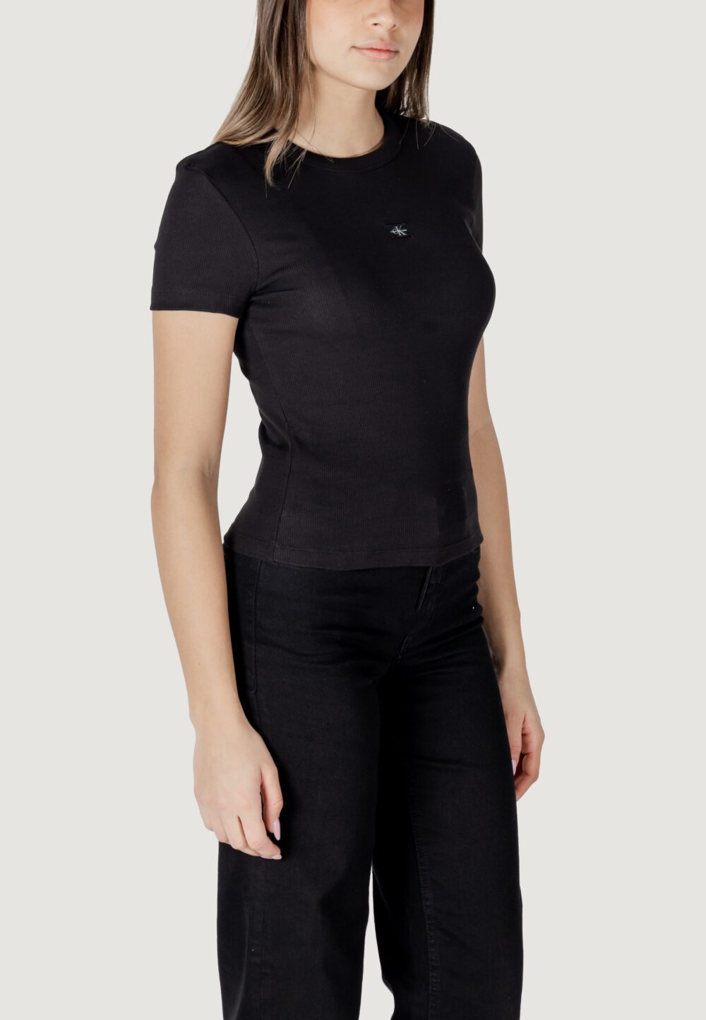 T-shirt Calvin Klein Jeans woven label rib Nero - Foto 3